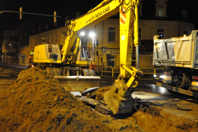 Nocne prace na Wojska Polskiego. Zdjęcia