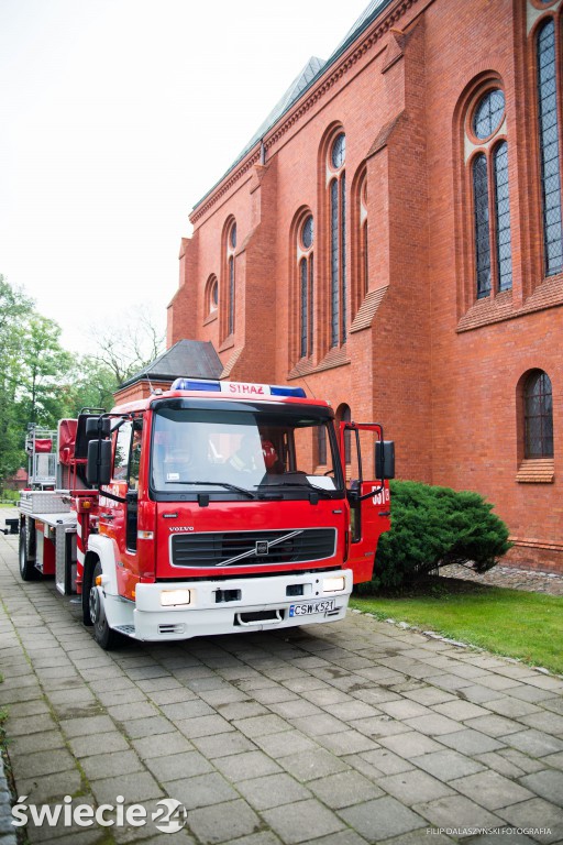 Pożar wieży kościoła św. Andrzeja Boboli