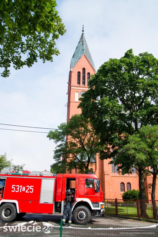 Pożar wieży kościoła św. Andrzeja Boboli