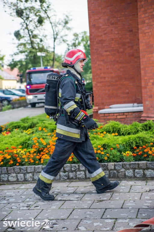 Pożar wieży kościoła św. Andrzeja Boboli