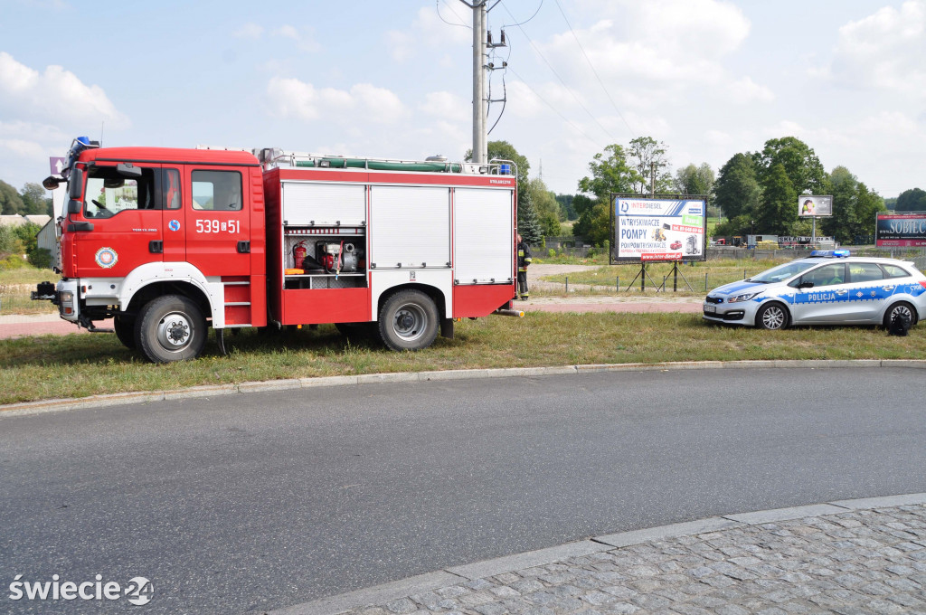 Przewrócony dostawczak w Dolnej Grupie