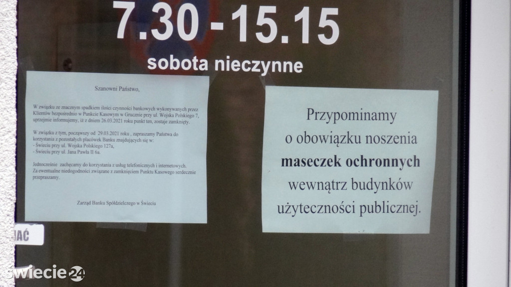 Mieszkańcy Gruczna nie chcą likwidacji punktu kasowego