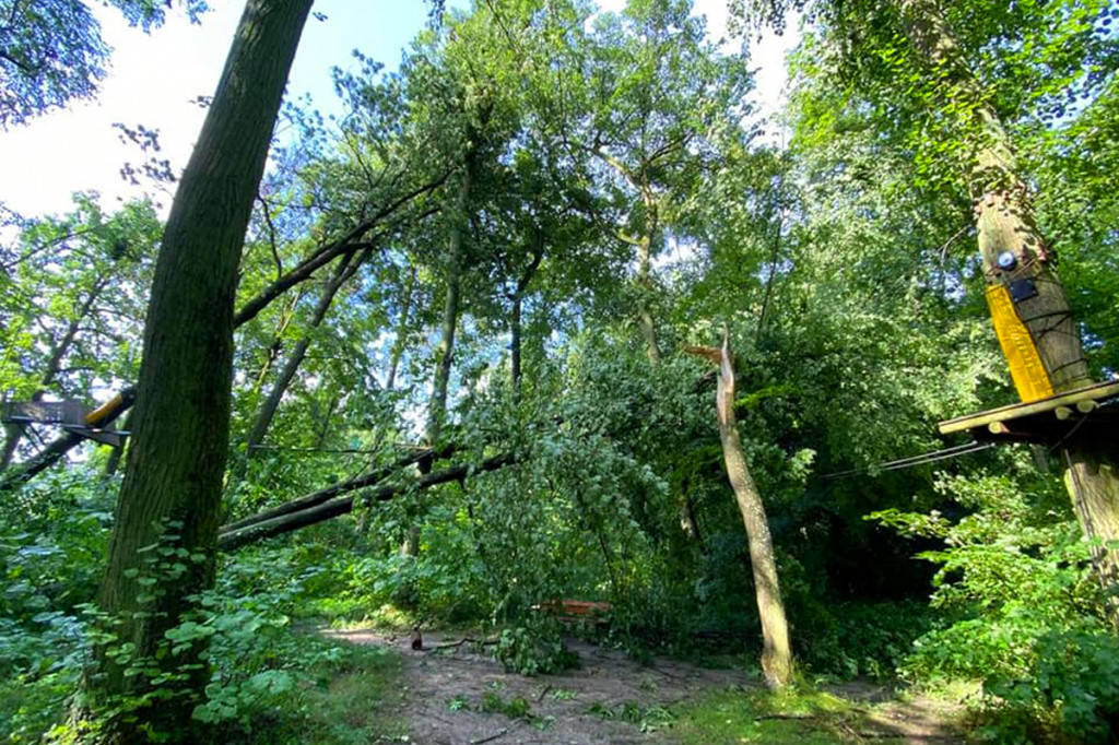 Burza zniszczyła park linowy w Rulewie