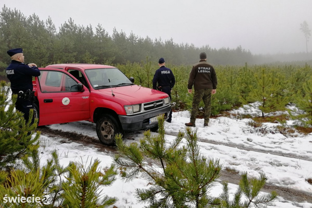 Policja i straż leśna kontrolują lasy i samochody