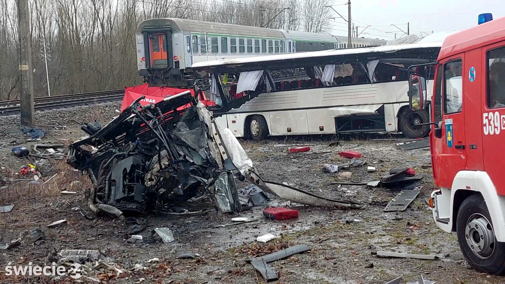 Wypadek w Warlubiu na przejeździe kolejowym