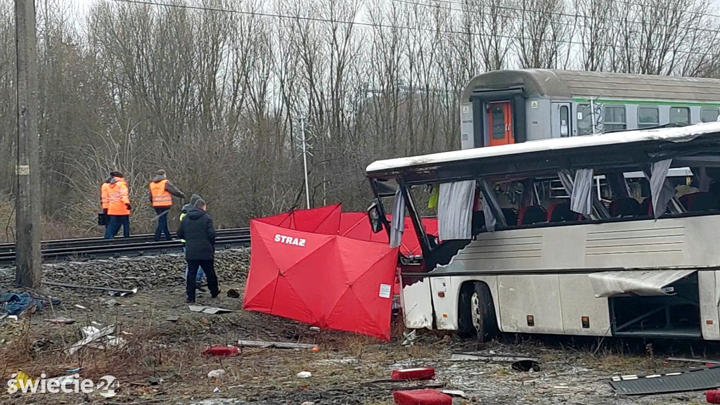 Wypadek w Warlubiu na przejeździe kolejowym
