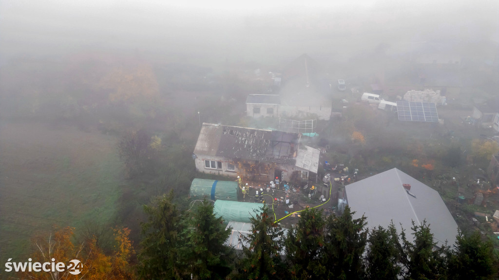 Pożar domu w Wiągu