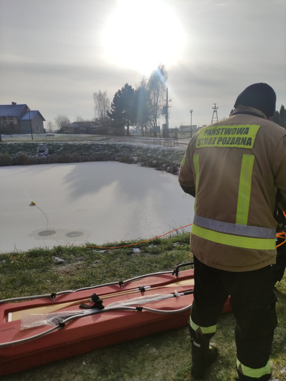 Akcja strażaków na załamanym lodzie