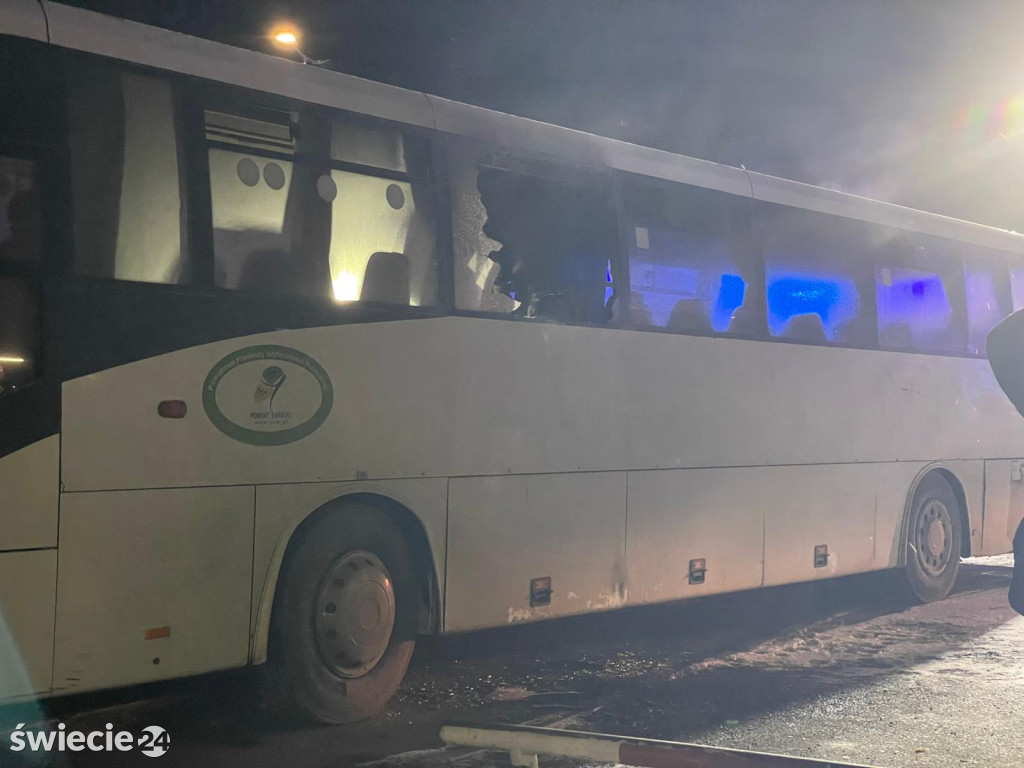 Pożar autobusu na dworcu w Świeciu