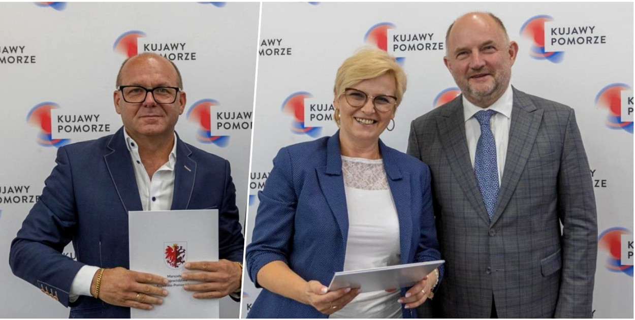 Dziś akt powołania do Europejskiego Korpusu Radnych otrzymali (od lewej) Tomasz Bagiński i- radny gminy Lniano oraz Grażyna Styczeń - radna miejska w Świeciu/fot. Mikołaj Kuras dla UMWKP