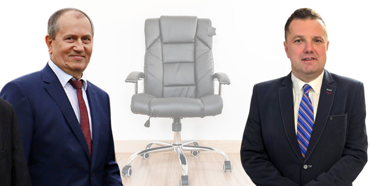 Od lewej: wójt Osia od 1995 roku Michał Grabski, obok kandydat na wójta Maciej Archaniołowicz