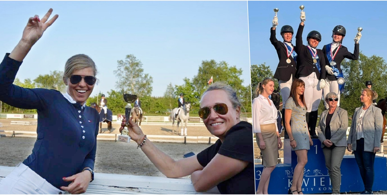 Od lewej kadra trenerska: Anna Rogalska i Joanna Piotrowska, po prawej na podium z brązowym medalem Alicja Rzepińska/zdjęcia nadesłane