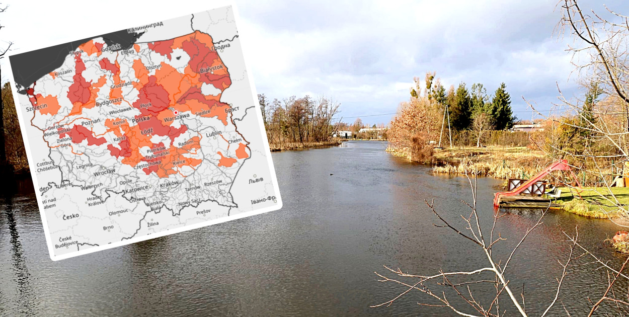 Rzeka Wda w Przechowie, na mapie ostrzeżenia hydrologiczne na wtorek 13 lutego