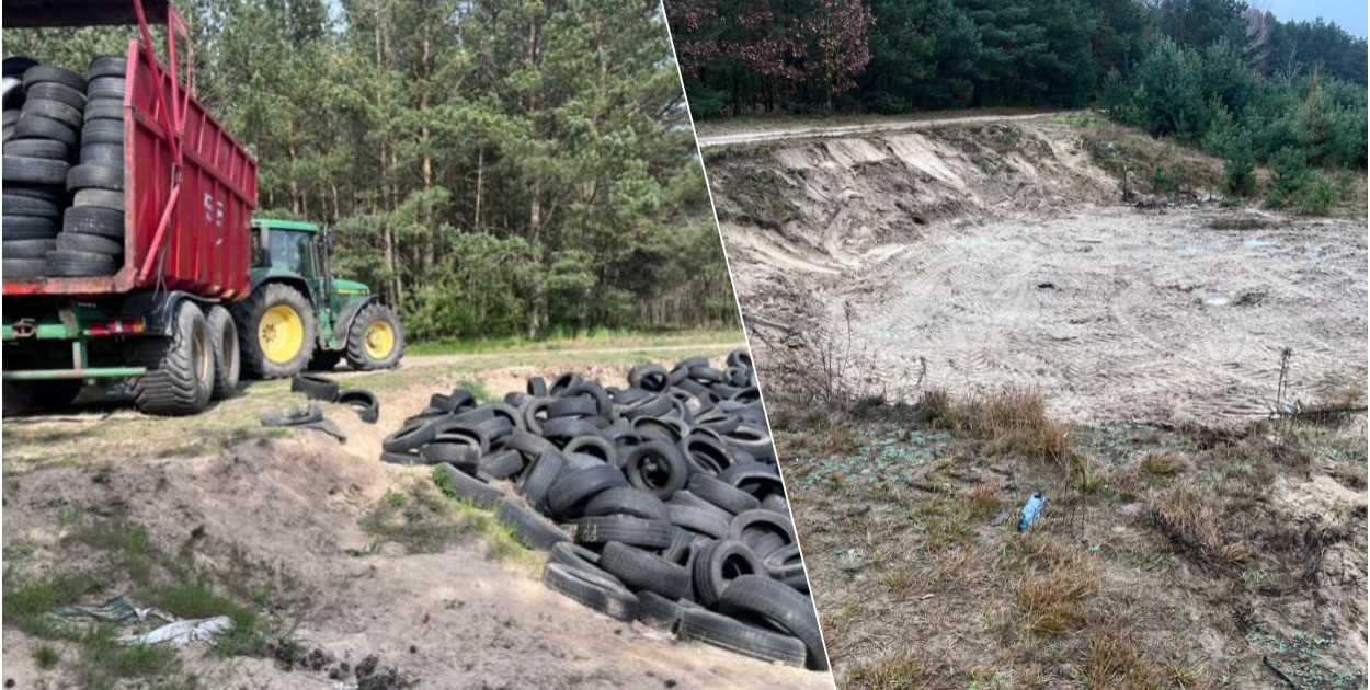 Przed Bożym Narodzeniem 2024 roku opony nagle (po niemal 3 latach) zniknęły z pola rolnika/fot. nadesłane