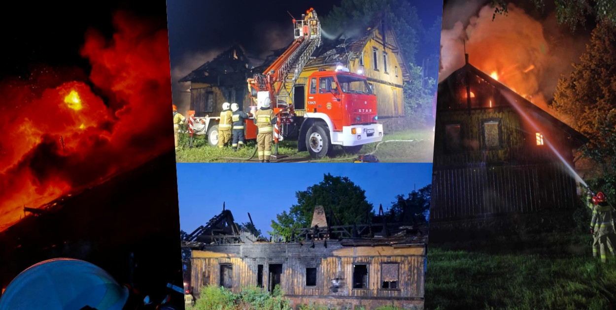 Ponad 10 zastępów straży pożarnej wzięło udział w akcji gaśniczej. Niestety pożar był już mocno rozwinięty. fot. OSP Warlubie, OSP Osie, OSP Wielkie Zajączkowo, OSP Wielki Komorsk