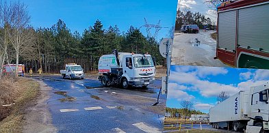 Zablokowana droga w Kozłowie. Rozlało się paliwo