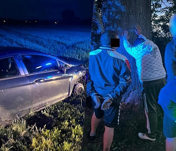 Zostawili rozbite auto i rzucili się do ucieczki. Finał nocnego pościgu w Dragaczu