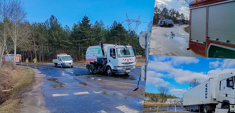 Zablokowana droga w Kozłowie. Rozlało się paliwo