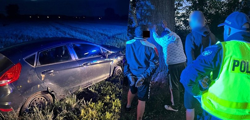 Zostawili rozbite auto i rzucili się do ucieczki. Finał nocnego pościgu w Dragaczu