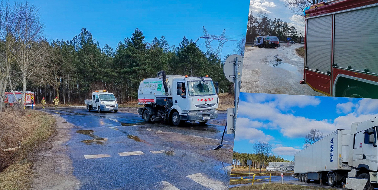 Zablokowana droga w Kozłowie. Rozlało się paliwo